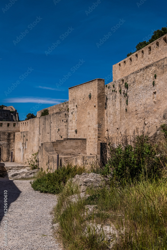 Xativa Castle or Castillo de Xativa - ancient fortification on the ancient roadway Via Augusta in Spain. 