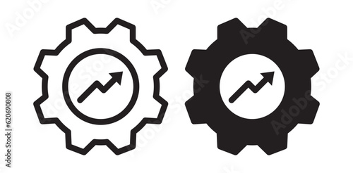 Productivity icon set. work process performance or efficiency sign with cogwheel. increase capacity and capability symbol. high production icon.