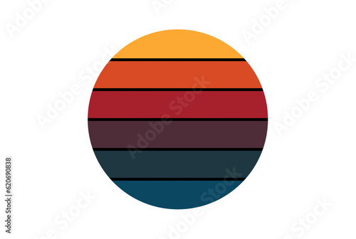 Style retro circle striped shape artwork