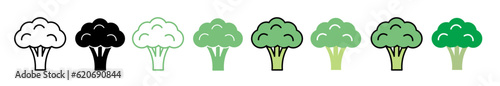 Broccoli line Icon vector set in black and green color. broccoli vegetable outline and fill icon set.