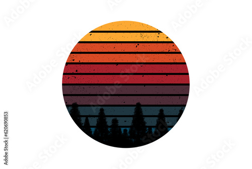 60s retro style artwork striped circle travel art