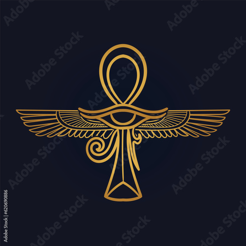 Ankh  Sun God Ra Egyptian wings 
