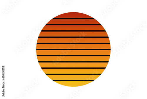 Sunset striped circle vintage geometric shape artwork