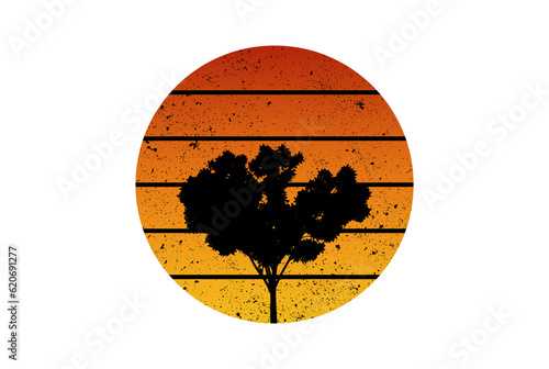 Striped circle retro sunset shape paradise abstract