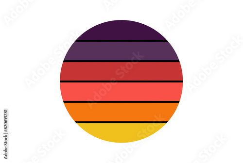 Striped circle retro sunset shape paradise art