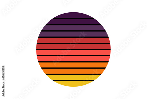 80s retro stripe circle vintage shape abstract