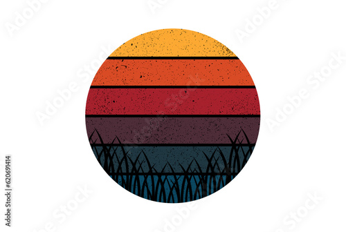 Retro sunrise art sunset illustration art