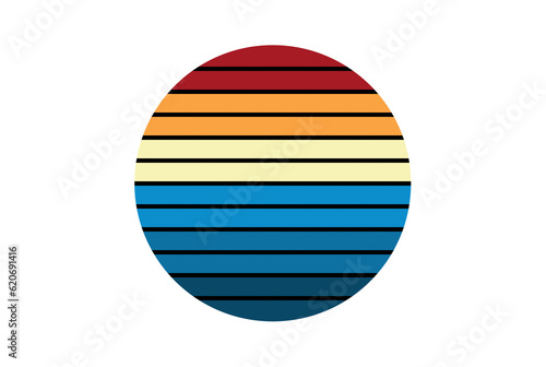 Sunrise circle vintage shape stripe symbol