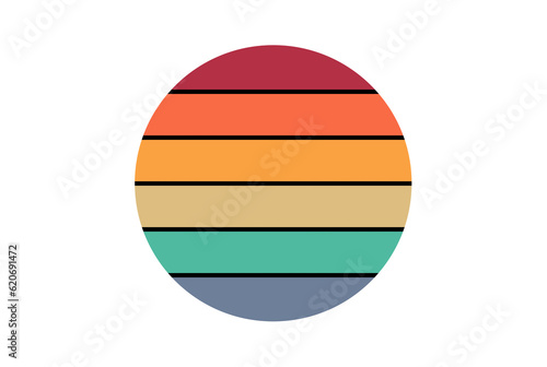 80s retro sunset circle print on demand artwork