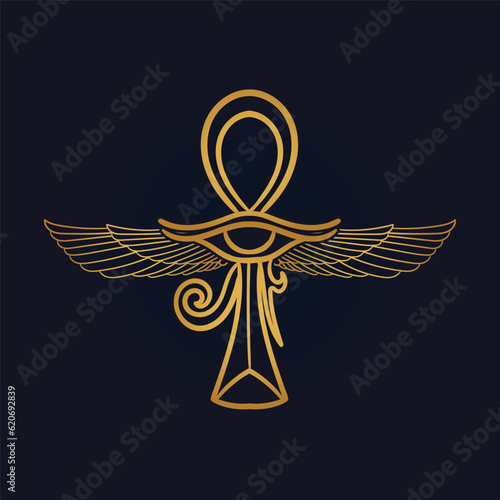 Ankh  Sun God Ra Egyptian wings 