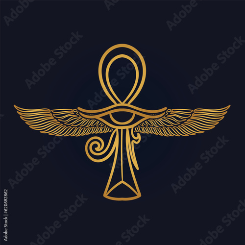 Ankh  Sun God Ra Egyptian wings 