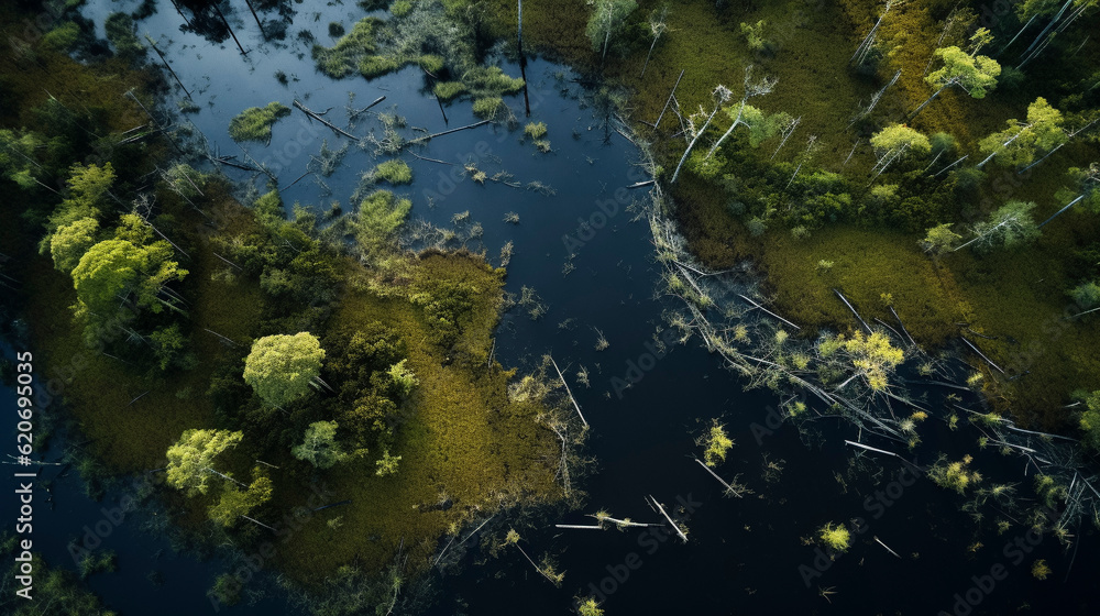 Drone photo of Florida swamp and bayou river system   taken with DJI mini 3 pro