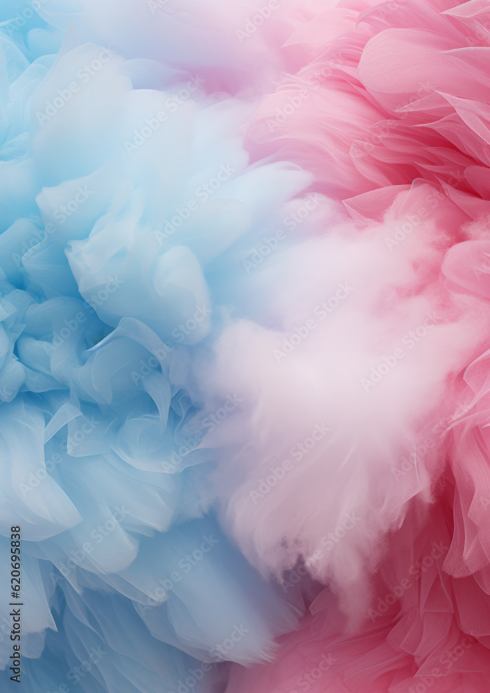 Two-tone cotton candy in pastel pink and blue in the style of abstract computer screen backgrounds. Generative AI