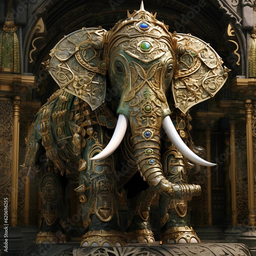 A Painting of an Armored Elephant Generative AI