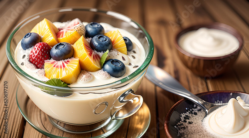 yogurt with berries and blueberries