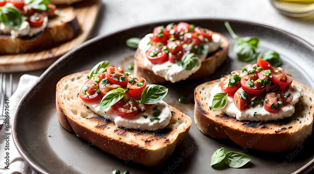 bruschetta with tomato and mozzarella