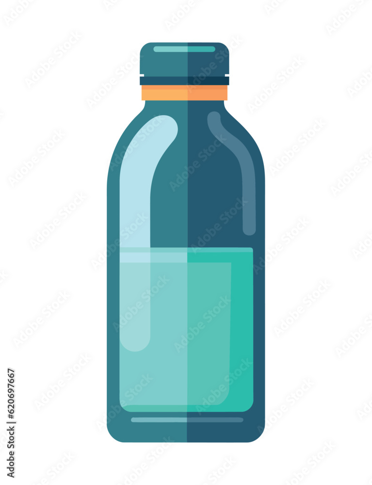 Glass bottle icon with blue liquid