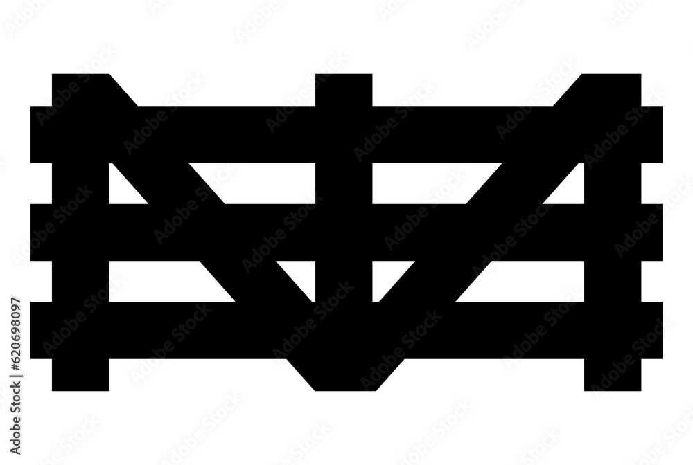 Obraz premium Black garden fence wooden door silhouette symbol balcony defense art