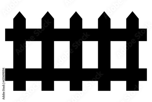 Black garden fence wooden door silhouette symbol balcony defense art