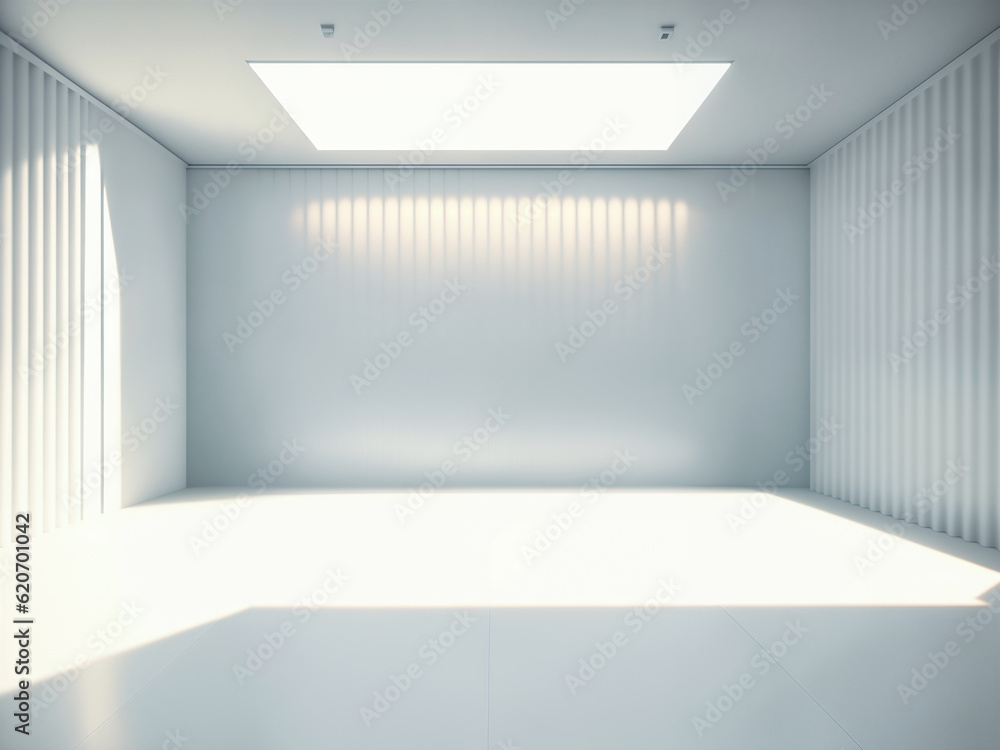 Fototapeta premium empty white big open industrial hall 3d render illustration