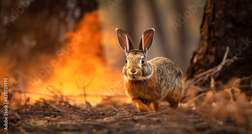 Rabbit Emerges from the Canadian Wildfire s Inferno  a Symbol of Survival and Hope.