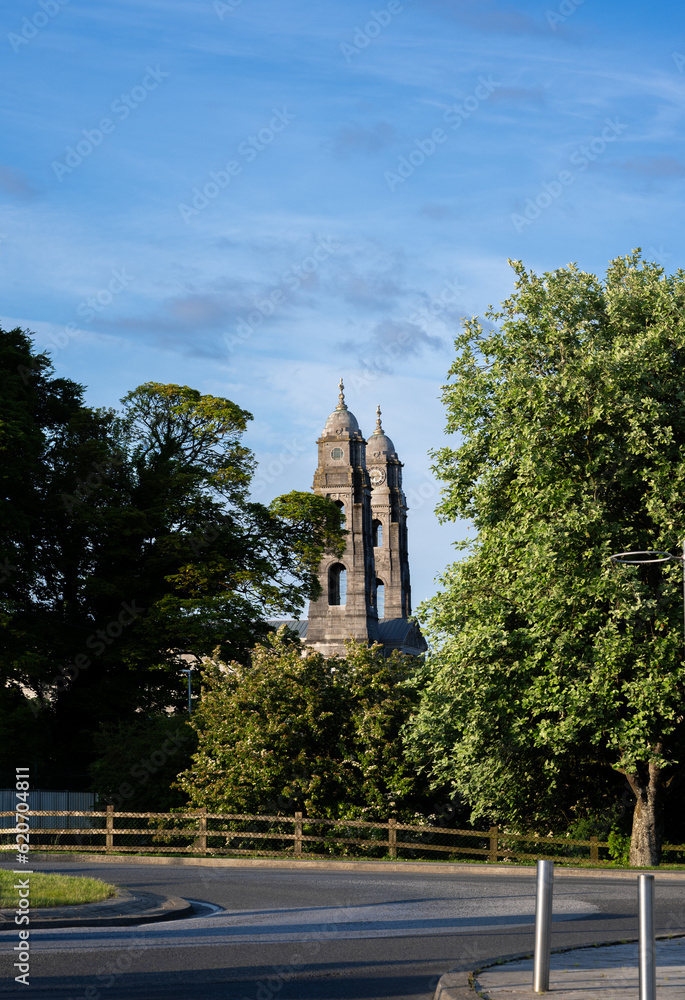 Towers of Christ the King cathedral church in Mullingar town, Ireland. Towers of Christ the King cathedral church in Mullingar town, Ireland.