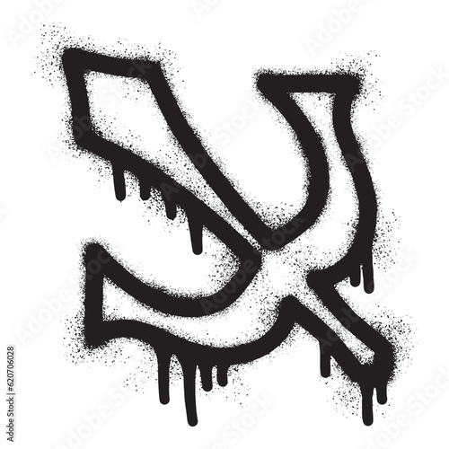 Trident icon graffiti with black spray paint	
