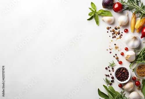 Cooking ingredient white table background