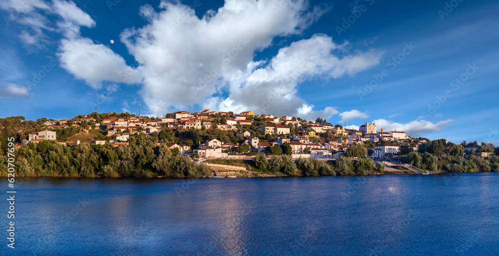 Panoramic view of the portuguese village of Arripiado in the margins of the Tagus river. Village in the region of Chamusca - Portugal