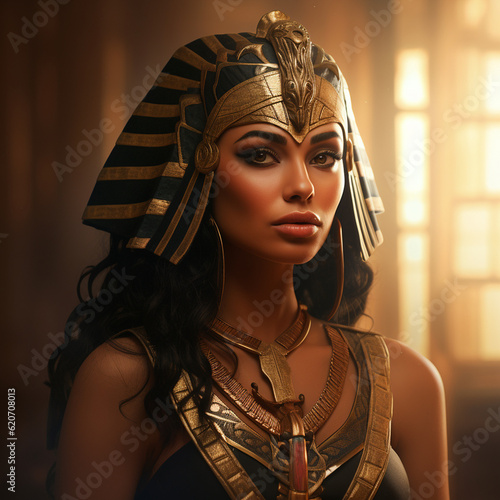 portrait of an Egyptian goddess wearing a headdress photo