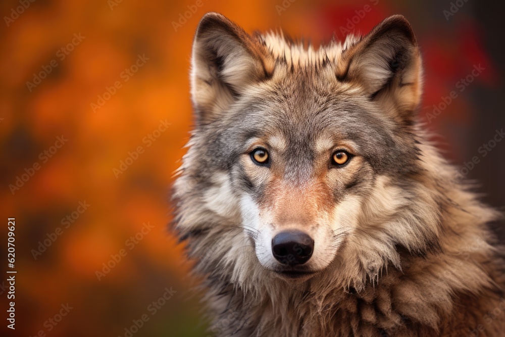 close up of a wolf in the forest close up of a wolf in the forest