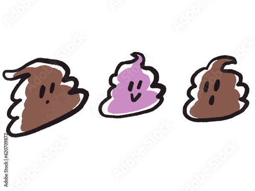 手描き水彩風 うんちのキャラクターイラストセット