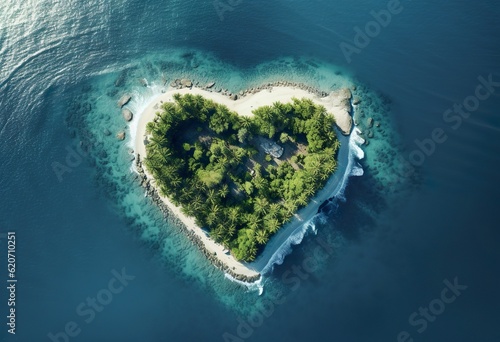 Tropical Island in the Shape of a Love Heart © Yzid ART