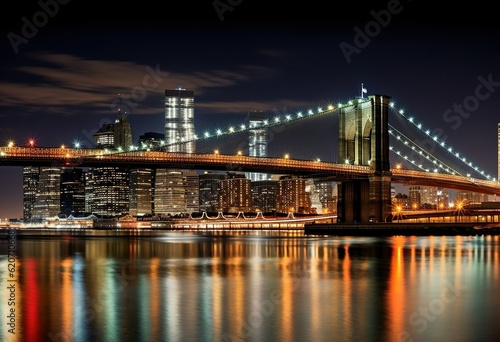 Brooklyn Bridge at night New York City USA