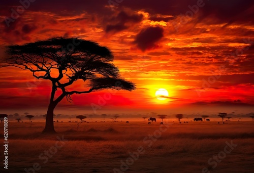 Obraz na płótnie Beautiful sunrise in the Maasai Mara Kenya