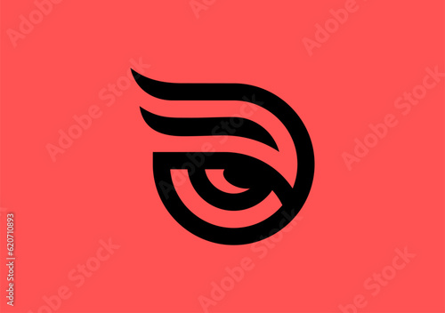 Capture attention with our minimal and unique letter D logo, adorned with an eagle eye symbol for heightened perception
