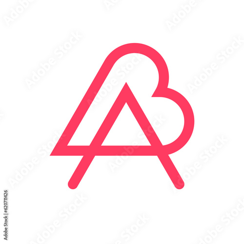 Letter A heart or AB BA minimal logo design