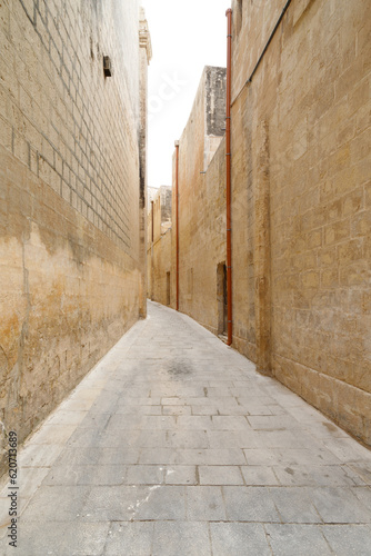 beautiful view of ancient narrow medieval street town Mdina, Malta