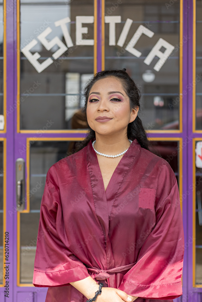 Portrait Of A Quinceanera During Her Makeup Session Portrait Of A Quinceanera During Her Makeup Session