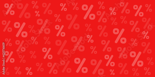 Discount background. Red sale banner. Vector percent signs special offer advertisement, poster design template.