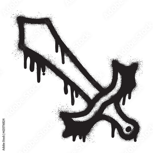 Sword icon graffiti with black spray paint	
