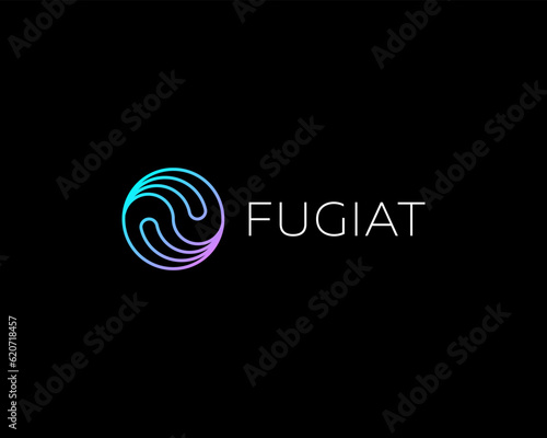 Abstract water drop wave logotype. Planet icon. Creative yin yang balance dzen sign. Vector illustration.