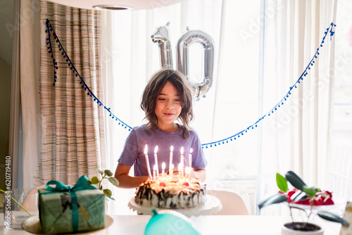 Boy celebrating his 10th birthday