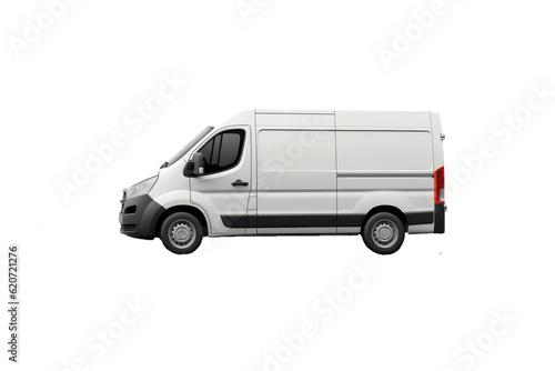 Van vector mock-up. Isolated template of box truck on transparent background. Vehicle branding mockup.