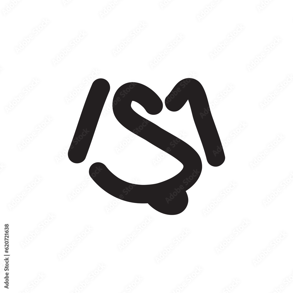 Handwrite MS letter with smile logo design vector Handwrite MS letter with smile logo design vector
