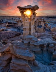 Papier peint photo Pantone 2025 Mocha Mousse Alien Throne New Mexico USA  © Ray