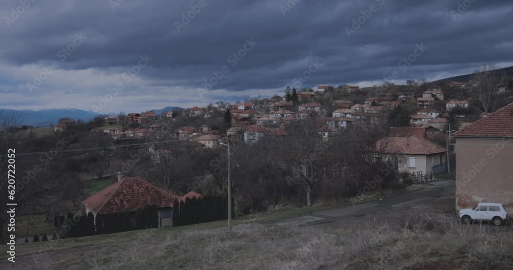 Balkan Authentic Village In The Mountains Of Serbia, Old Houses Balkan Authentic Village In The Mountains Of Serbia, Old Houses