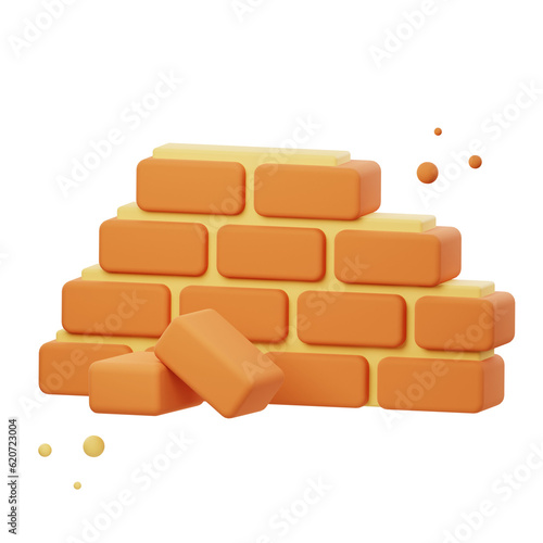3D Illustration render of Brick Wall Construction designs. Perfect for architecture  construction  building  and urban-themed projects to enhance your designs.