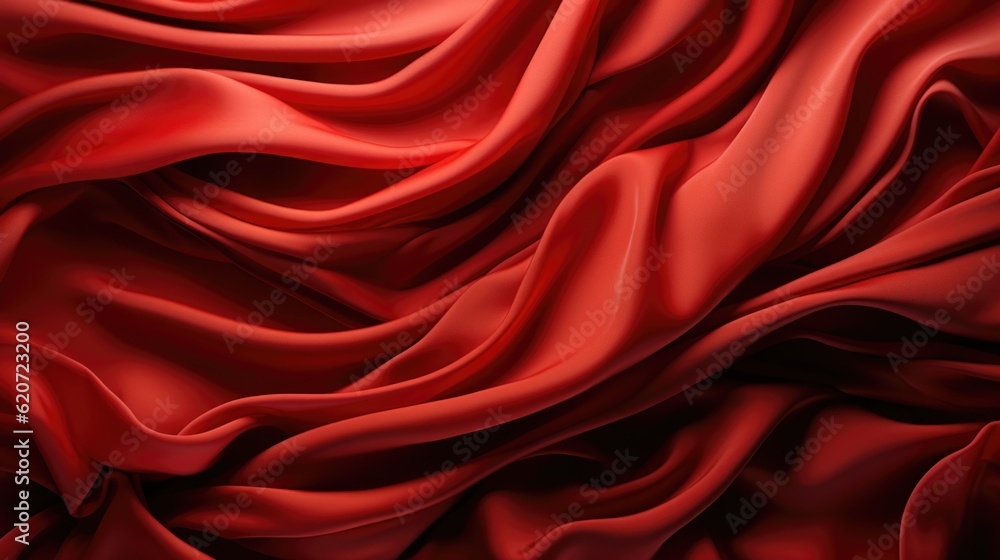 Red textile with folds background. Ai generated. luxury red silk or satin texture. Crumpled red fabric Red textile with folds background. Ai generated. luxury red silk or satin texture. Crumpled red fabric