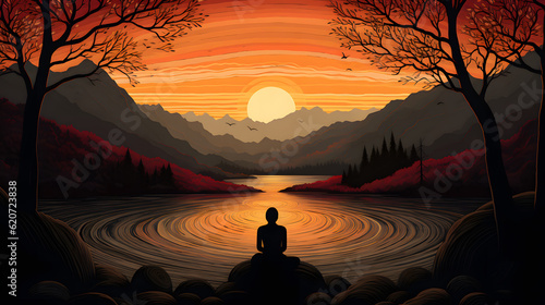 Breathing in Stillness: Mindful Meditation Oasis, AI Generative